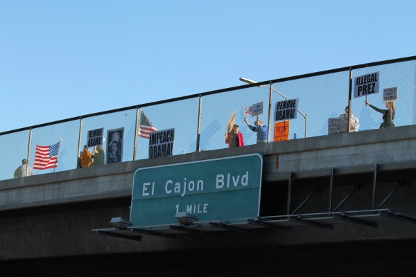 Protest on Overpass in San Diego