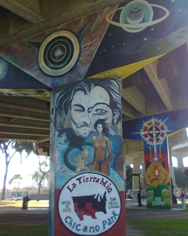 Swastika at Chicano Park (upper left)